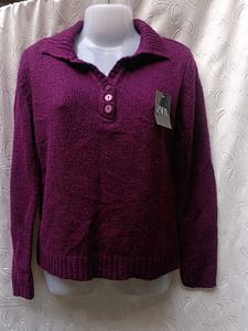 Burgundy Knit Collared Sweater 💜