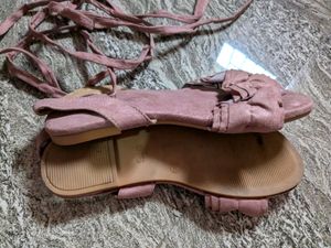 Pink Suede Flats With Straps 💝