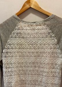 Beautiful Lace Top With Knit Sleeves