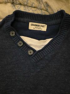 Navy Button Sweater