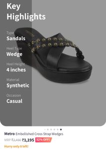 Metro Black Wedges Size UK 4 **One Time Used**