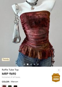 Trendy Maroon Ruffle Tube Top