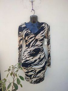 BP Beige Burnout Tiger Stripe Dress