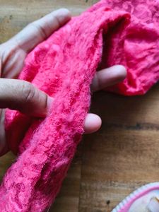 pink flare satin gown