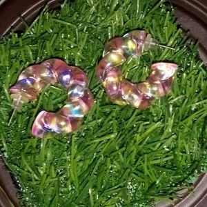 Twaynez Purple Acrylic Twist Earrings