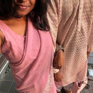 saree with pink inner and blouse