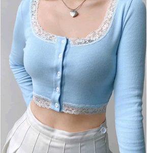 Asthetic Blue Lace Top