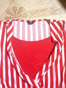 Red &amp; White Striped Long Sleeve Top
