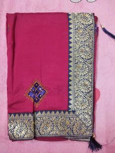 Magenta Saree with Embroidery