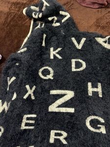 Letter Print Fuzzy Cardigan