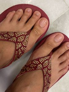Golden Swaroski Detail, Red  Platform Heels