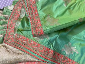 Orange Embroidered Blousewith Lehanga