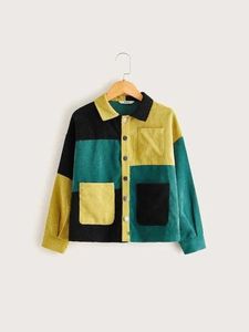 Color Block Corduroy Jacket