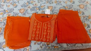 Rust Embroidered Kurta Set
