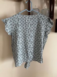 Patterned Tie-Front Top