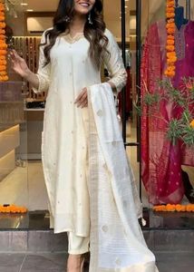 Silk bland Kurta With Trousers &amp; Dupaptta