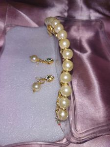 New Pearl &amp; Stone Jewellery Set With Box