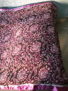 Used SyntheticChiffon MagentaColor LaceBorder Sare