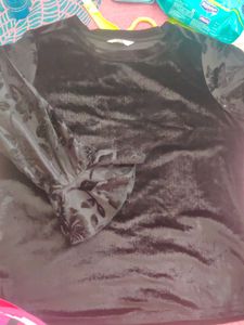 Velvet Black Party Wear Top👚