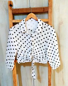 Polica Dot Print Crop Shirt Size-28-30