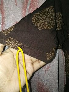 Elegant Brown &amp; Gold Printed Kurti