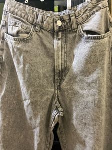 H&amp;m Grey Wash Wide Leg Jeans