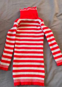 Red & White Striped Turtleneck Sweater