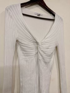 White Twist Front Top