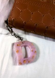 Letter D Keychain purple and pink colour