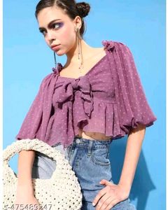 Chic Purple Tie-Front Crop Top💜x