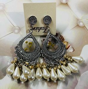 Stylish Silver Drop Earrings 2 Pair Combo
