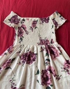 Off Shoulder Floral Printed Dress