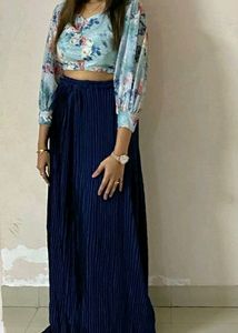 Crop Blouse With Skirt