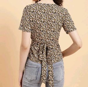 Leopard Print Tie-Back Top