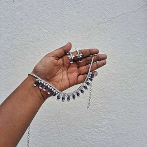 Amethyst Purple &amp; Silver Stone JEWEL SET