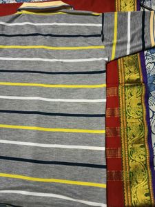 Striped Tee - Gray, White, Navy, Yellow T-shirt