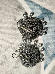 Silver Jhumka Earrings