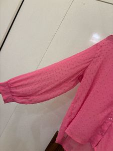 Pink Swiss Dot Top