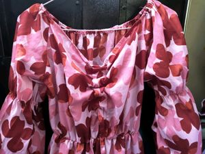 Pink Flared Floral Dress🌷
