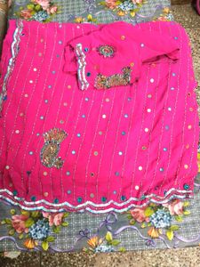 Pink Embellished Saree