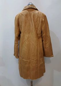 Brown suede..inside Faux Fur Trim Coat