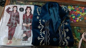 Velvet embroidered cord set S to M