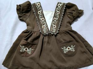 Brown Floral Embroidered Dress