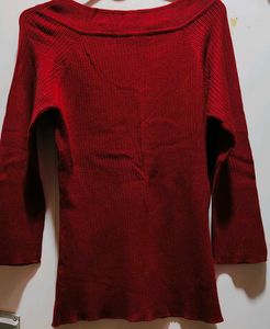 Red Knit Top with Grommets