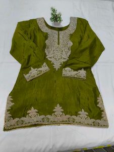 Olive Green Embroidered Pakistani Suit