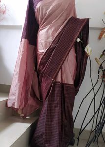 Brown And Beige Silk Saree