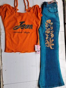 Flower Power Denim &amp;Tee Set (9-10yrs)