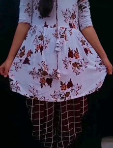 Floral Tunic &amp; Plaid Pants Set