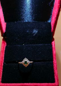 Emerald Accent Ring pure silver 💍#fixed pr