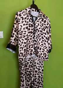 Animal Print Cord Set With Silk Jacket/New Wth Tag